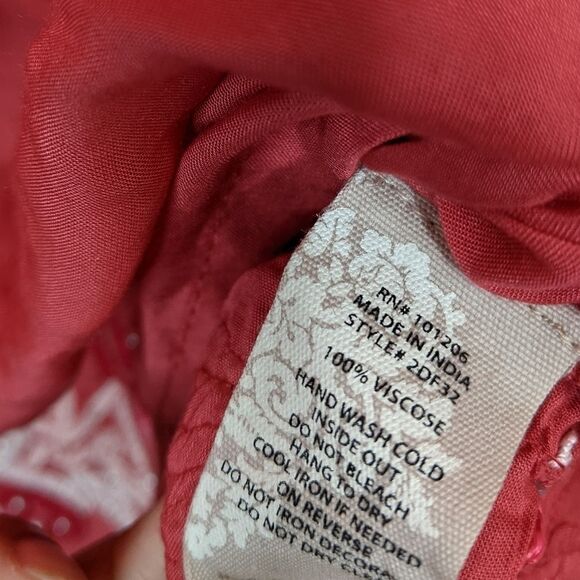 Soft Surroundings Floral Crush Coral Tunic Embroidered Beaded Blouse Small - Picture 11 of 12